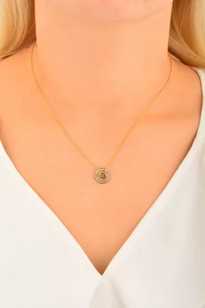 Cebeci 14 Ayar Allah Yazılı Rose Altın Kolye