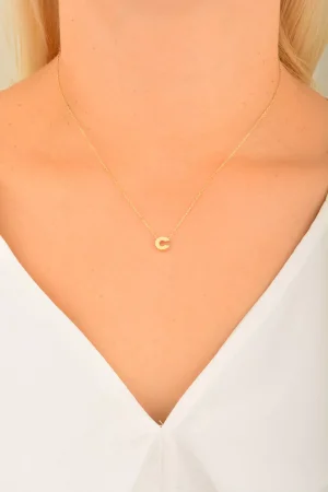Cebeci 14 Ayar C Harfli Altın Kolye