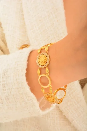 Cebeci 14 Ayar Çerçeveli Tuğra Altın Bileklik