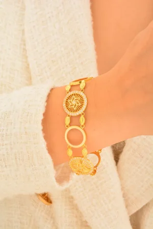 Cebeci 14 Ayar Çiçekli Çerçeve Altın Bileklik