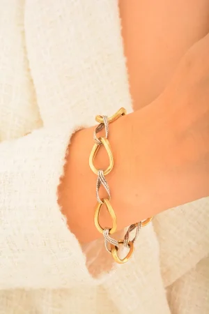 Cebeci 14 Ayar Çift Renk Altın Bileklik