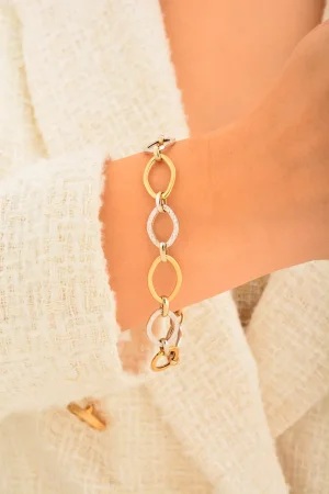 Cebeci 14 Ayar Çift Renk Altın Bileklik