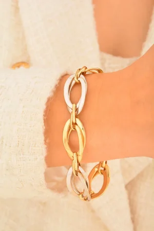 Cebeci 14 Ayar Çift Renk Zincir Altın Bileklik