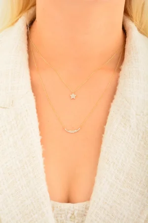 Cebeci 14 Ayar Çiftli Yıldız Altın Kolye