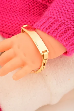 Cebeci 14 Ayar Çocuk Altın Zincir Künyeli Bileklik