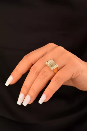 Cebeci 14 Ayar Dalga Taşlı Altın Yüzük