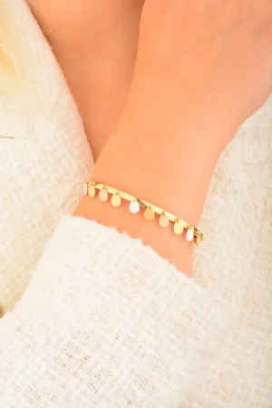 Cebeci 14 Ayar Damla Pullu Kelepçeli Altın Bilezik