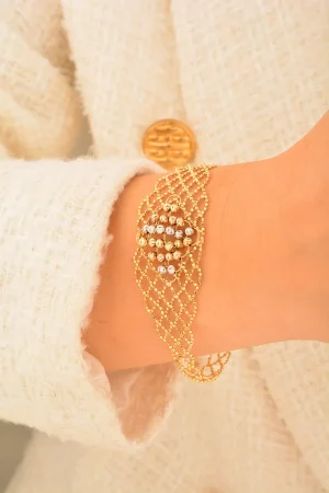 Cebeci 14 Ayar Dorikalı Örgü Altın Bileklik