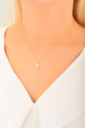 Cebeci 14 Ayar Fatma Ana Eli Altın Kolye