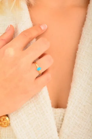 Cebeci 14 Ayar Firuze Taşlı Altın Yüzük