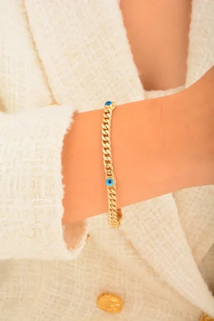 Cebeci 14 Ayar Göz Boncuklu Altın Bileklik