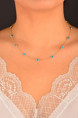 Cebeci 14 Ayar Göz Boncuklu Altın Kolye