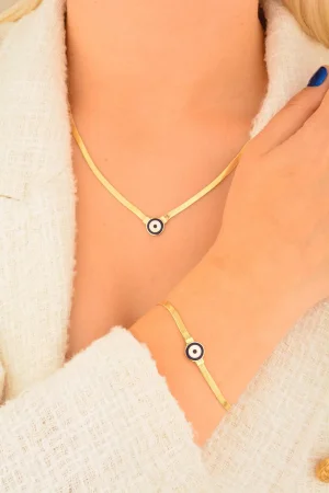 Cebeci 14 Ayar Gözboncuklu Altın Set Takımı