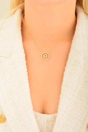 Cebeci 14 Ayar Halka İçinde Yıldız Altın Kolye