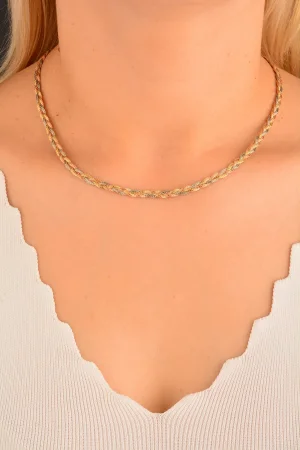 Cebeci 14 Ayar Hasır İp Örgü Altın Kolye