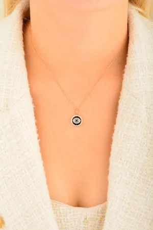 Cebeci 14 Ayar Mavi Göz Altın Kolye