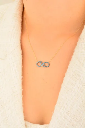 Cebeci 14 Ayar Mavi Sonsuzluk Altın Kolye