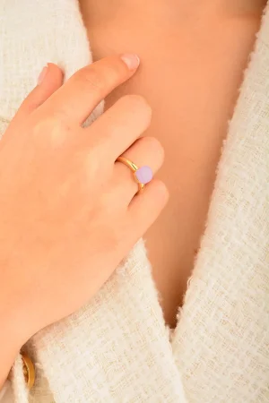 Cebeci 14 Ayar Mor Taş Altın Yüzük