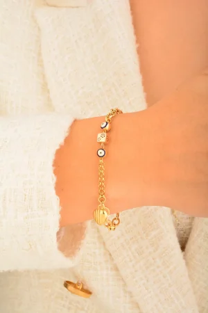 Cebeci 14 Ayar Nazar Boncuklu Altın Bileklik