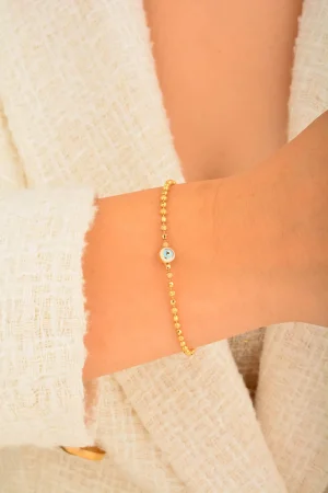 Cebeci 14 Ayar Nazar Boncuklu Altın Bileklik