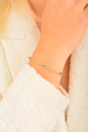 Cebeci 14 Ayar Nazarboncuklu Dorikalı Altın Bileklik