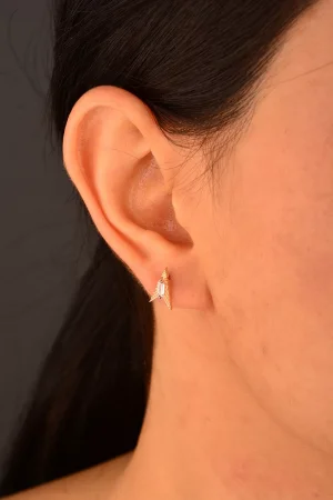 Cebeci 14 Ayar Ok Rose Altın Küpe