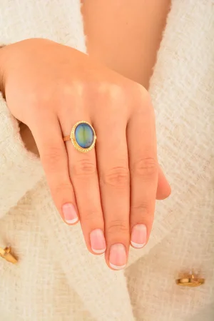 Cebeci 14 Ayar Renkli Taşlı Altın Yüzük