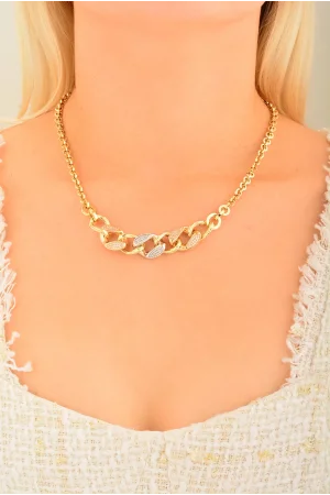 Cebeci 14 Ayar Renkli Taşlı Zincir Altın Kolye