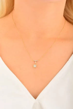 Cebeci 14 Ayar Taşlı Altın Kolye