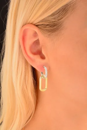 Cebeci 14 Ayar Taşlı Ataç Altın Küpe