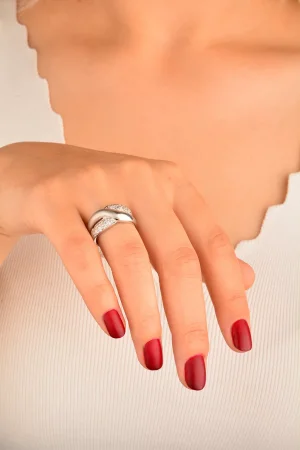 Cebeci 14 Ayar Taşlı Beyaz Altın Fantazi Yüzük