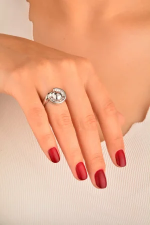 Cebeci 14 Ayar Taşlı Beyaz Altın Yüzük