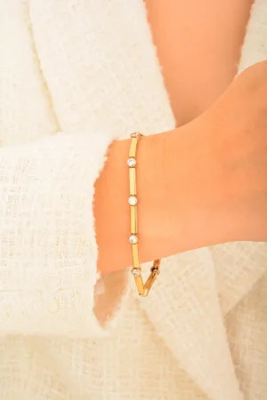 Cebeci 14 Ayar Taşlı İnce Altın Bileklik