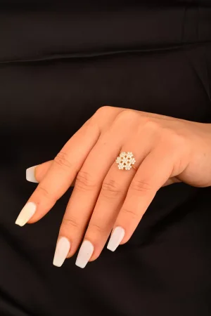 Cebeci 14 Ayar Taşlı Kar Tanesi Altın Yüzük