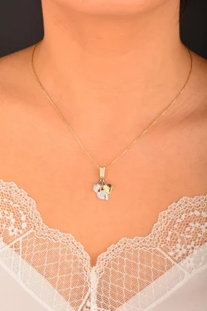 Cebeci 14 Ayar Taşlı Yaprak Altın Kolye