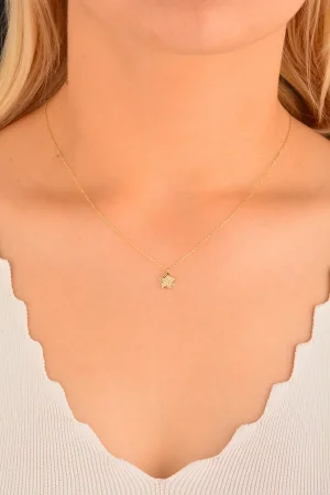 Cebeci 14 Ayar Taşlı Yıldız Altın Kolye
