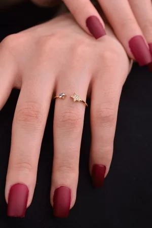 Cebeci 14 Ayar Taşlı Yıldız Altın Yüzük