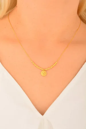 Cebeci 14 Ayar Tuğralı Dorika Altın Kolye