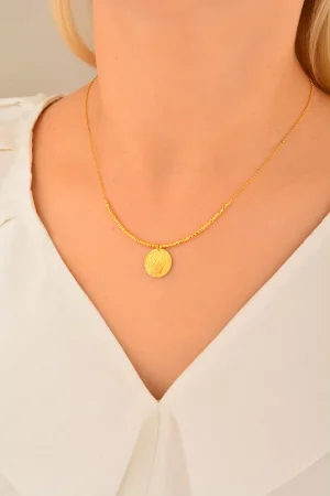 Cebeci 14 Ayar Tuğralı Dorika Altın Kolye