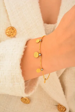 Cebeci 14 Ayar Tuğralı Sıralı Altın Bileklik