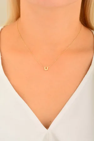 Cebeci 14 Ayar U Harfli Altın Kolye