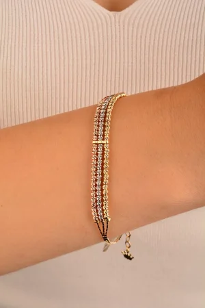 Cebeci 14 Ayar Üçlü Dorikalı Altın Bileklik