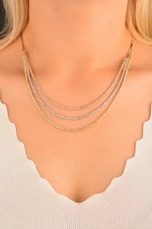 Cebeci 14 Ayar Üçlü Dorikalı Altın Kolye