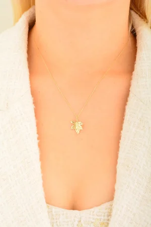 Cebeci 14 Ayar Yaprak Altın Kolye