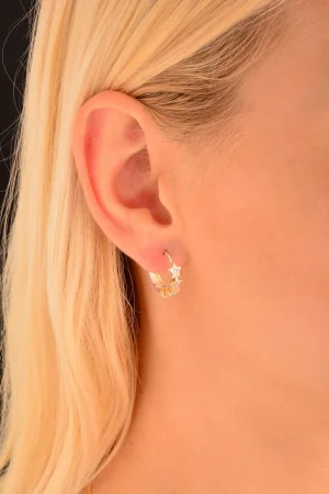 Cebeci 14 Ayar Yıldızlı Halka Altın Küpe