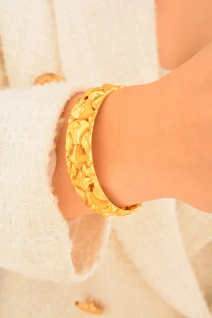 Cebeci 22 Ayar Kabartmalı Kelepçe Altın Bilezik