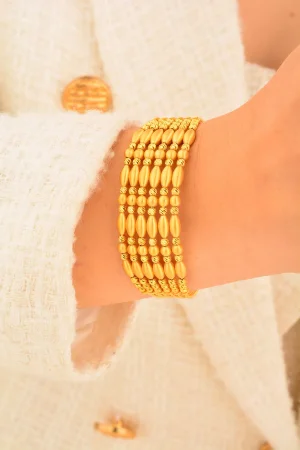 Cebeci 22 Ayar Mat Boncuk Altı Sıra Kelepçe Altın Bilezik