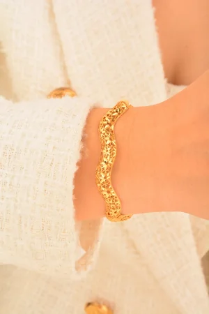 Cebeci 22 Ayar Su Dalgası Kelepçe Altın Bilezik