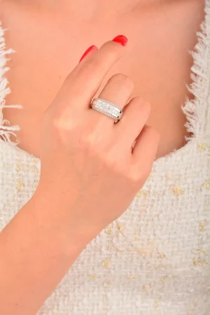 Cebeci 14 Ayar Beyaz Altın Fantazi Yüzük