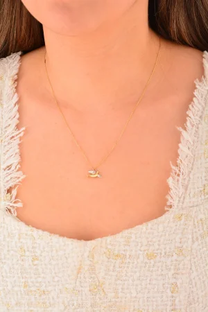 Cebeci 14 Ayar Çift Renk Kuş Altın Kolye